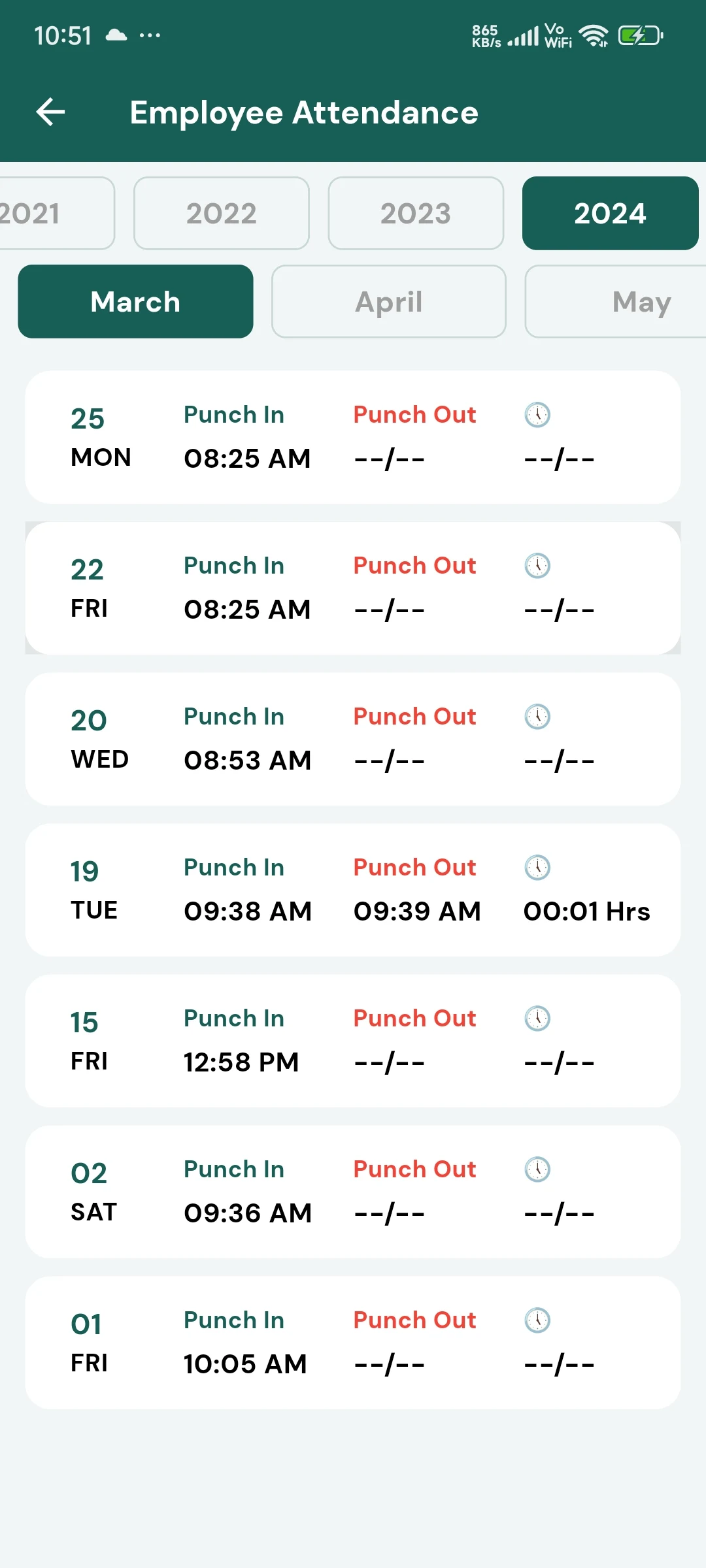 Attendance Management screenshot
